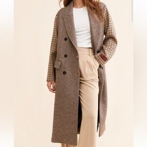 Ottod’Ame Anthropologie Mixed Print Oversized Overcoat Jacket | Women’s Size 0